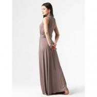 Платье , вискоза, макси, размер 46, коричневый Modami24