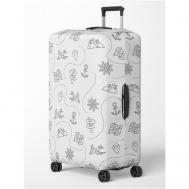 Чехол для чемодана , размер L, серый, белый CVT