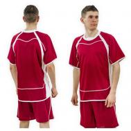 Форма  футбольная, шорты и футболка, размер р.48, бордовый, белый фанат