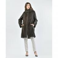 Пальто , норка, силуэт прямой, размер 44, серый GABRIEL PISANI