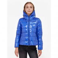 куртка   зимняя, силуэт прямой, карманы, капюшон, размер 42, синий Patrizia Pepe