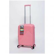 Умный чемодан  Light, полипропилен, увеличение объема, усиленные углы, рифленая поверхность, ребра жесткости, опорные ножки на боковой стенке, водонепроницаемый, 35 л, размер XS, розовый Impreza