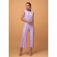 Комбинезон , классический стиль, полуприлегающий силуэт, открытые плечи, размер 42, фиолетовый Фабричная Турция