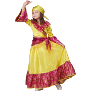 Карнавальный костюм Цыганочка желтая размер 134-68, платье Цыганки для девочек, на утренник, новый год, на праздник Batik