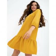 Платье , свободный силуэт, мини, размер 56, желтый With street
