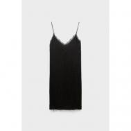 Платье-комбинация , вискоза, в бельевом стиле, прилегающее, мини, размер 42, черный One Teaspoon