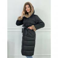 куртка   зимняя, удлиненная, силуэт прямой, размер 60, черный Karmelstyle