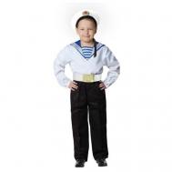 Карнавальный костюм  "Моряк в бескозырке" для мальчика, белая фланка, брюки, ремень, размер 36, рост 140 см Страна Карнавалия