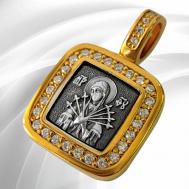 Подвеска женская серебряная именной образок на шею православное украшение с позолотой нательная икона "Святая Семистрельная" амулет ручной работы VITACREDO