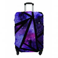 Чехол для чемодана , полиэстер, текстиль, износостойкий, размер L, фиолетовый, черный MARRENGO