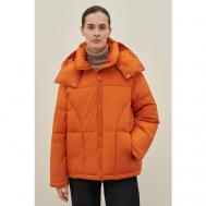 куртка   зимняя, средней длины, стеганая, карманы, съемный капюшон, водонепроницаемая, размер M, оранжевый Finn Flare