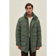Пальто  зимнее, силуэт прямой, капюшон, размер XL, зеленый Finn Flare