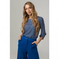 Блуза  , повседневный стиль, свободный силуэт, укороченный рукав, манжеты, размер 54, синий Тамбовчанка