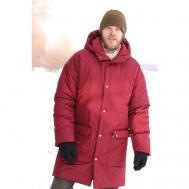 куртка  зимняя, оверсайз, внутренний карман, быстросохнущая, подкладка, герметичные швы, капюшон, ультралегкая, водонепроницаемая, ветрозащитная, карманы, размер 48/50, бордовый KL.OK