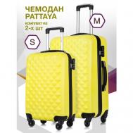 Комплект чемоданов  Phatthaya Lcase-Phatthaya-L-green-10-005, 2 шт., ABS-пластик, опорные ножки на боковой стенке, 74 л, размер S/M, желтый L'Case