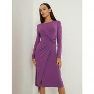 Платье с запахом , прилегающее, миди, вязаное, размер S, фиолетовый Vittoria Vicci