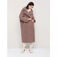 Пальто , искусственный мех, средней длины, силуэт свободный, карманы, размер 48, коричневый Alef