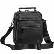 Сумка  барсетка  сумка-барсетка 3338 повседневная, натуральная кожа, внутренний карман, регулируемый ремень, черный HHT
