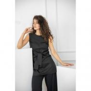 Блуза  , классический стиль, полуприлегающий силуэт, без рукава, размер 44, черный Энсо