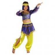 Карнавальный костюм "Восточная красавица. Шахерезада", топ с рукавами, штаны, повязка, цвет сине-жёлтый, размер 34, рост 134 см Страна Карнавалия
