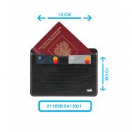 Обложка для паспорта  21165B.041.KD1, натуральная кожа, отделение для карт, подарочная упаковка, черный Petek 1855
