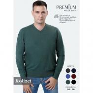 Пуловер , кашемир, силуэт прямой, размер XL, зеленый Kolizei
