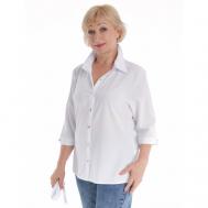 Блуза , классический стиль, свободный силуэт, однотонная, размер 52, белый LASKITA