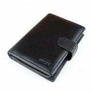 Бумажник  F02-302B, натуральная кожа, зернистая фактура, на молнии, с хлястиком на кнопке, 2 отделения для банкнот, отделения для карт и монет, потайной карман, подарочная упаковка, черный Fani