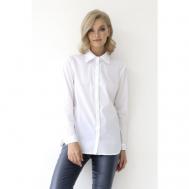 Блуза  , классический стиль, прямой силуэт, манжеты, размер 42, белый LookLikeCat