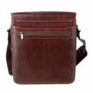 Сумка  планшет  повседневная, натуральная кожа, внутренний карман, регулируемый ремень, коричневый Tony Perotti
