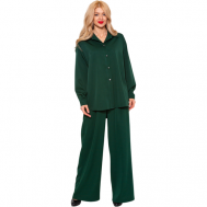 Костюм , рубашка и брюки, повседневный стиль, оверсайз, карманы, размер 48-50, зеленый Onatej