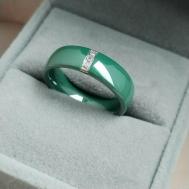 Кольцо, искусственный камень, циркон, керамика, размер 19, зеленый Insetto