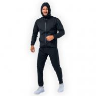 Костюм , толстовка и брюки, силуэт полуприлегающий, капюшон, карманы, размер 54-56, черный Petr & Oxy sports motivation