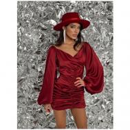 Платье-футляр атлас, прилегающее, мини, размер 44, бордовый Meerim