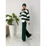 Костюм-тройка, джемпер и брюки, повседневный стиль, свободный силуэт, трикотажный, размер 42-46, зеленый A&E Fly