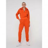 Костюм, толстовка и брюки, оверсайз, трикотажный, карманы, размер М, оранжевый Ayana`M Collection