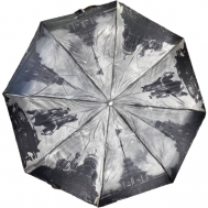 Смарт-зонт , автомат, 3 сложения, купол 96 см., 8 спиц, чехол в комплекте, для женщин, серый GALAXY OF UMBRELLAS