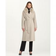 Пальто-реглан   демисезонное, демисезон/зима, шерсть, силуэт прямой, удлиненное, размер 40, бежевый Skinnwille