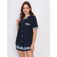 Комплект , шорты, рубашка, короткий рукав, размер 44, синий Style Margo