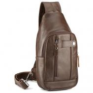 Сумка  мессенджер Кожинка, натуральная кожа, текстиль, коричневый, черный Мастерская сумок Кожинка