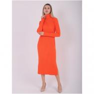 Платье-лапша прилегающее, миди, размер 42-48, оранжевый Не определен