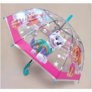Зонт-трость полуавтомат, купол 80 см., система «антиветер», прозрачный, для девочек, розовый, бирюзовый LuMiGold