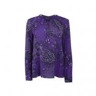 Блуза  , повседневный стиль, длинный рукав, флористический принт, размер 44, фиолетовый MANGO