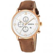 Наручные часы  Кварцевые наручные водонепроницаемые мужские часы  28, коричневый, белый Geneva