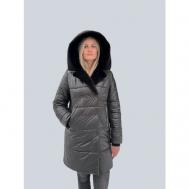 Пальто  , демисезон/зима, силуэт прямой, средней длины, размер 48, черный ELECTRASTYLE
