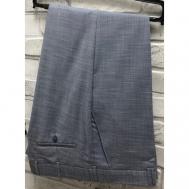 Брюки , демисезон/лето, классические, прямой силуэт, карманы, со стрелками, размер 170/108, голубой, серый CLAUDE
