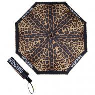 Зонт , автомат, купол 98 см., 8 спиц, система «антиветер», для женщин, черный, коричневый Moschino