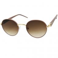 Солнцезащитные очки , круглые, оправа: металл, с защитой от УФ, градиентные, для женщин, коричневый Enni Marco