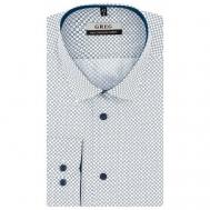 Рубашка мужская длинный рукав  123/231/1853/Z/1p, Полуприталенный силуэт / Regular fit, цвет Белый, рост 174-184, размер ворота 44 Greg