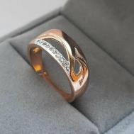 Кольцо помолвочное, бижутерный сплав, циркон, искусственный камень, размер 18, золотой Нет бренда